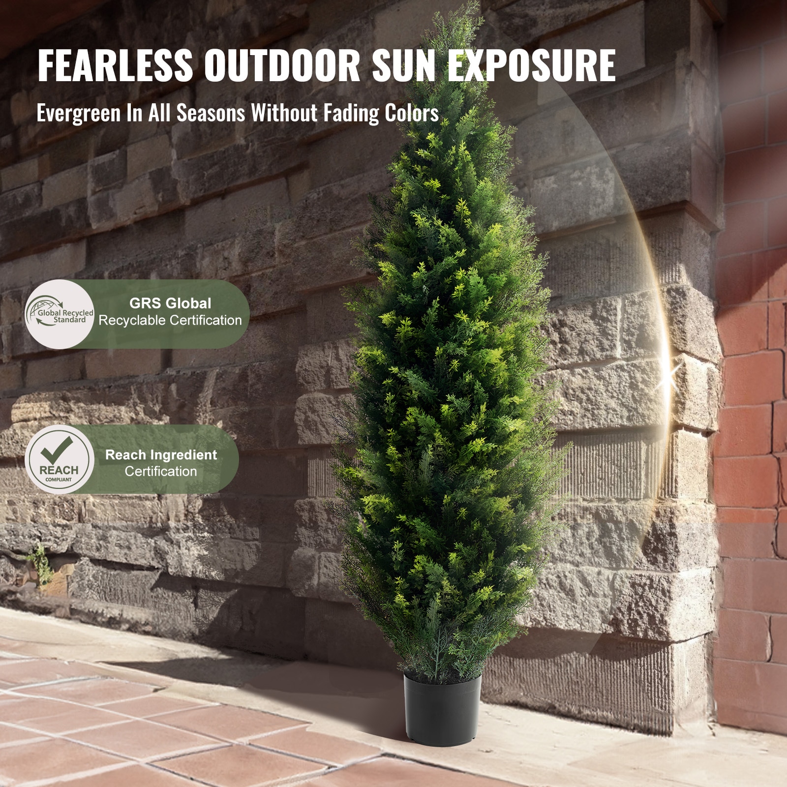 2 Pack 5' Artificial Cedar Topiary Tree Plant UV Decor In/Outdoor_voghion.com